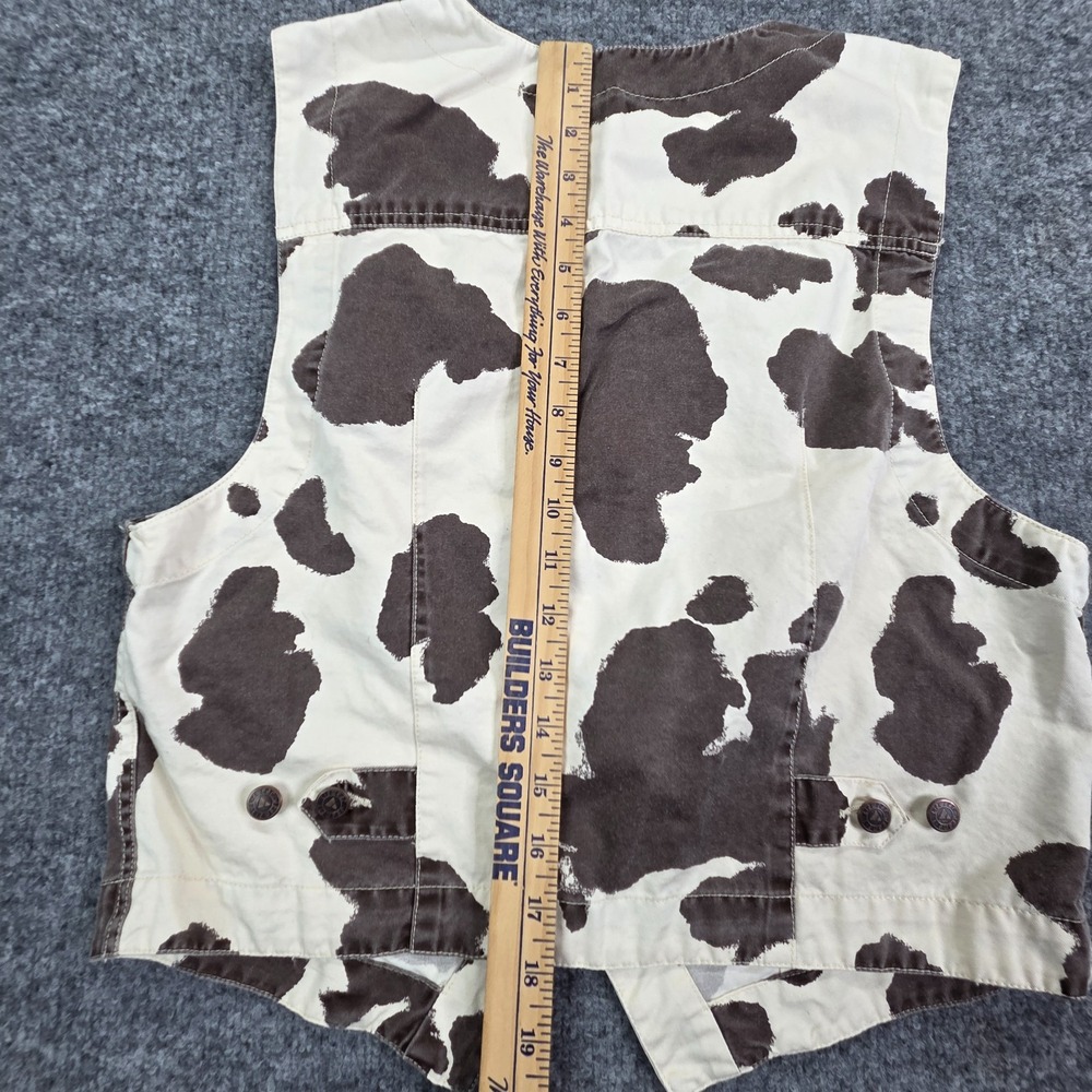 Vtg Liz Wear Cow‎ Print Zip Vest Cowgirl Western Rodeo Zip Up Y2K Pockets Medium - Picture 7 of 10